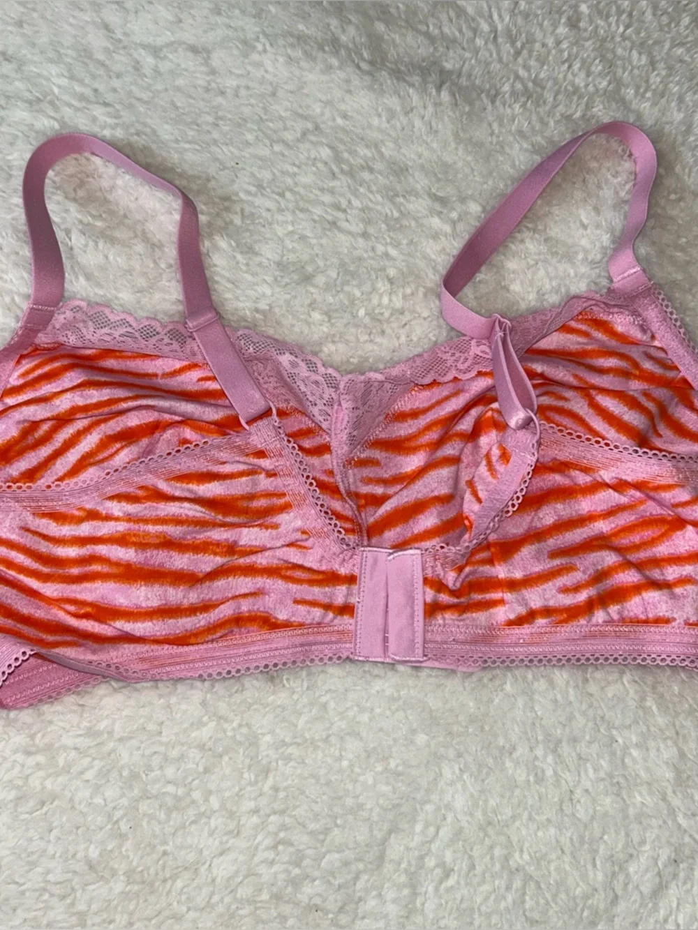 Savage X Fenty Wildly Pink Tangerine Orange Tiger Print Bralette 1X NWT